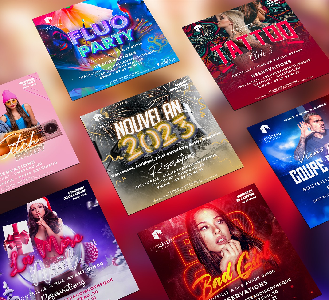 Uncoded Digital - Flyers - Visual Identity - Le Chateau Discotheque