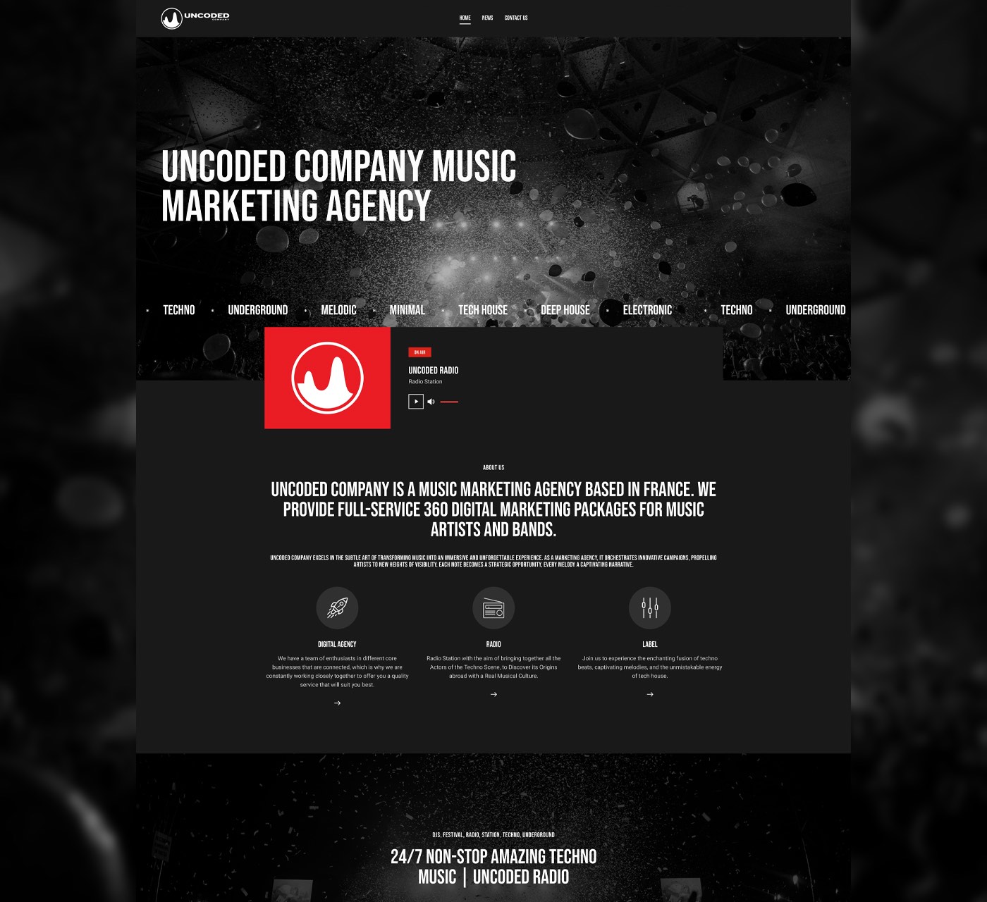 Uncoded Company is a music marketing agency based in france. Full-service 360 digital marketing packages for music promotion artists and bands.